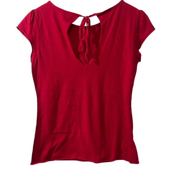 Ellemenno Red Graphic Tee Large City Print Puff Sleeve Y2K Style 100% Cotton Top - Picture 4 of 5